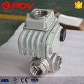 Electric 3 way thread 1/2 inch stainless steel ball valve